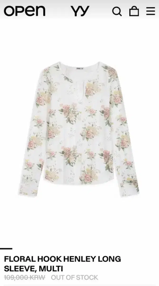 Openyy FLORAL HOOK HENLEY SLEEVE | 브랜드 중고거래 플랫폼, 번개장터